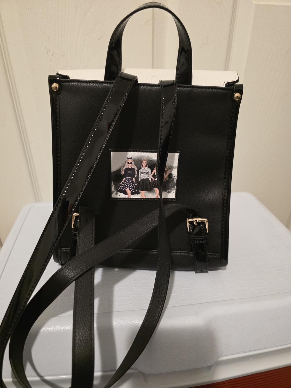 Nicole Lee Black & White Fashion Girls Convertible Backpack - Picture 3 of 8